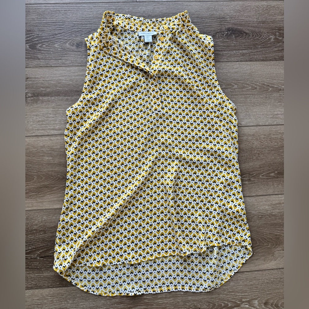 Yellow Patterned Sleeveless Top - image 1